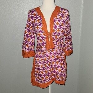 Banana Republic Orange/Purple Swimsuit Cover up or Tunic Size Small